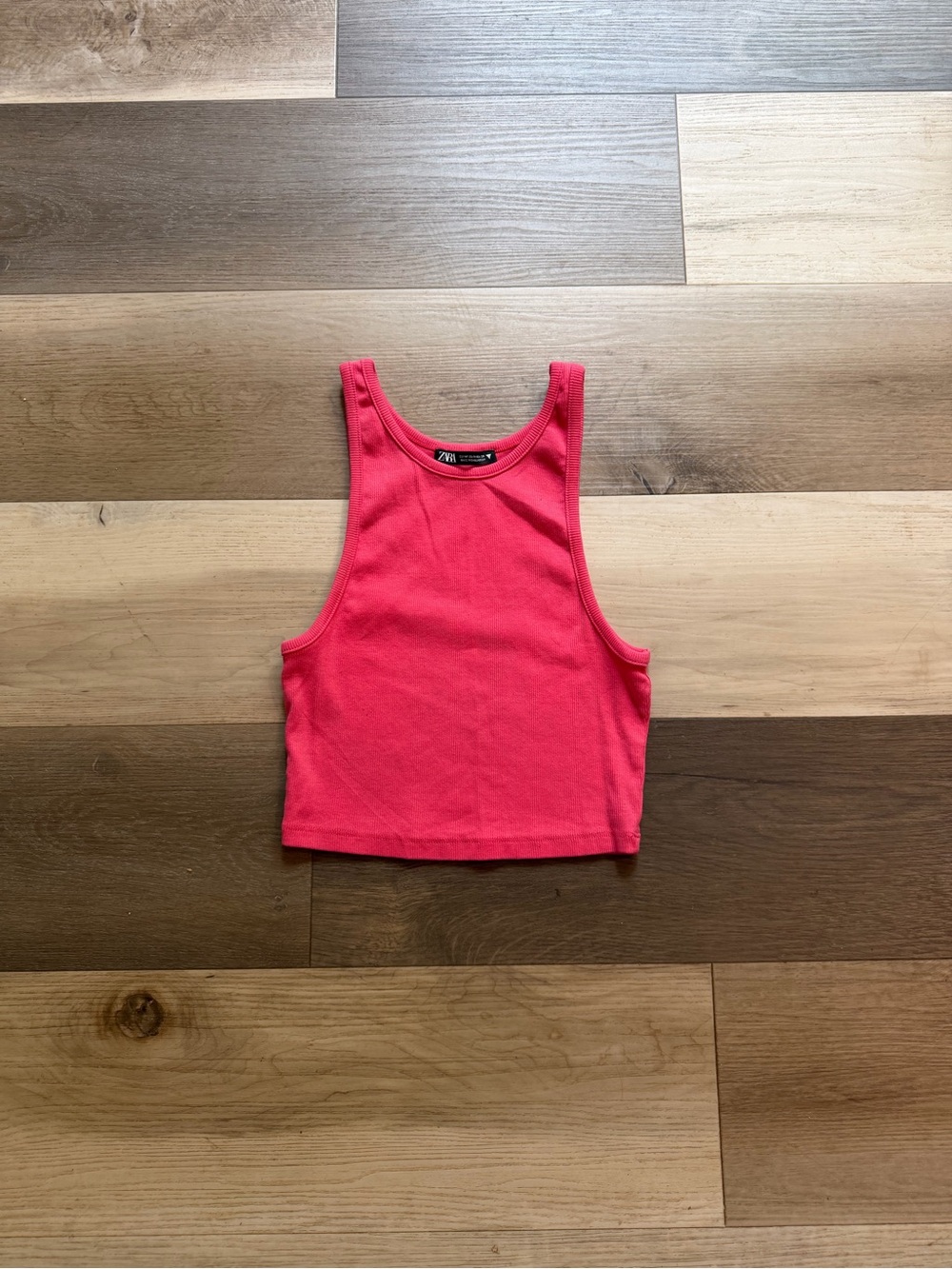 Zara Hot Pink Ribbed Cropped Tank